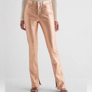 Express Skyscraper Mid Rise Metallic Jeans Size 2R Rose Gold